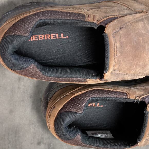Men\'s 9.5 MERRELL Moab Adventure Slip-On Brown Nubuck Leather Hiking Shoe EUC main image 10